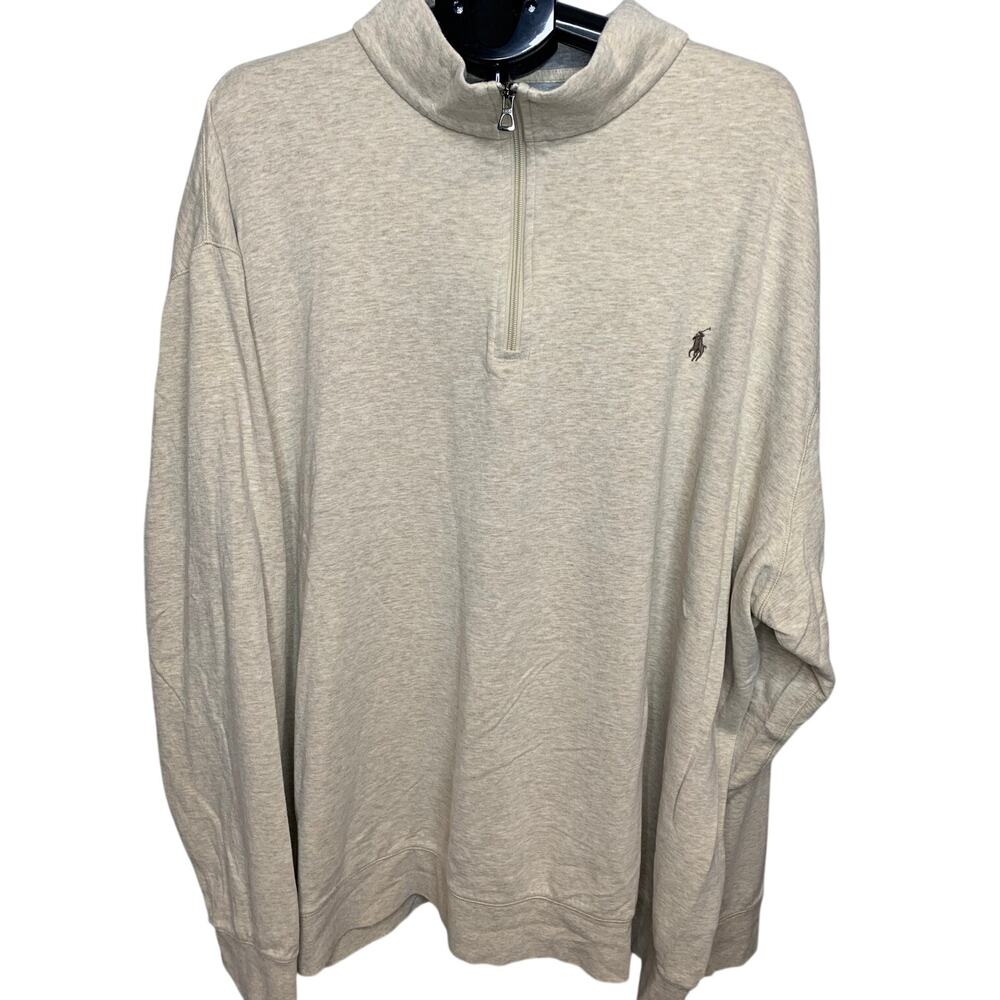 Polo Ralph Lauren 4XLT/4TGL Beige 1/4 Zip Mock Neck Pullover
